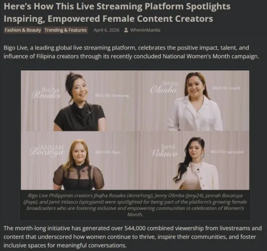 Client Spotlight: BIGO LIVE: National Women’s Month